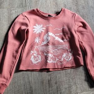 Volcom Pink Kids Sweatshirt with White Tropical Print